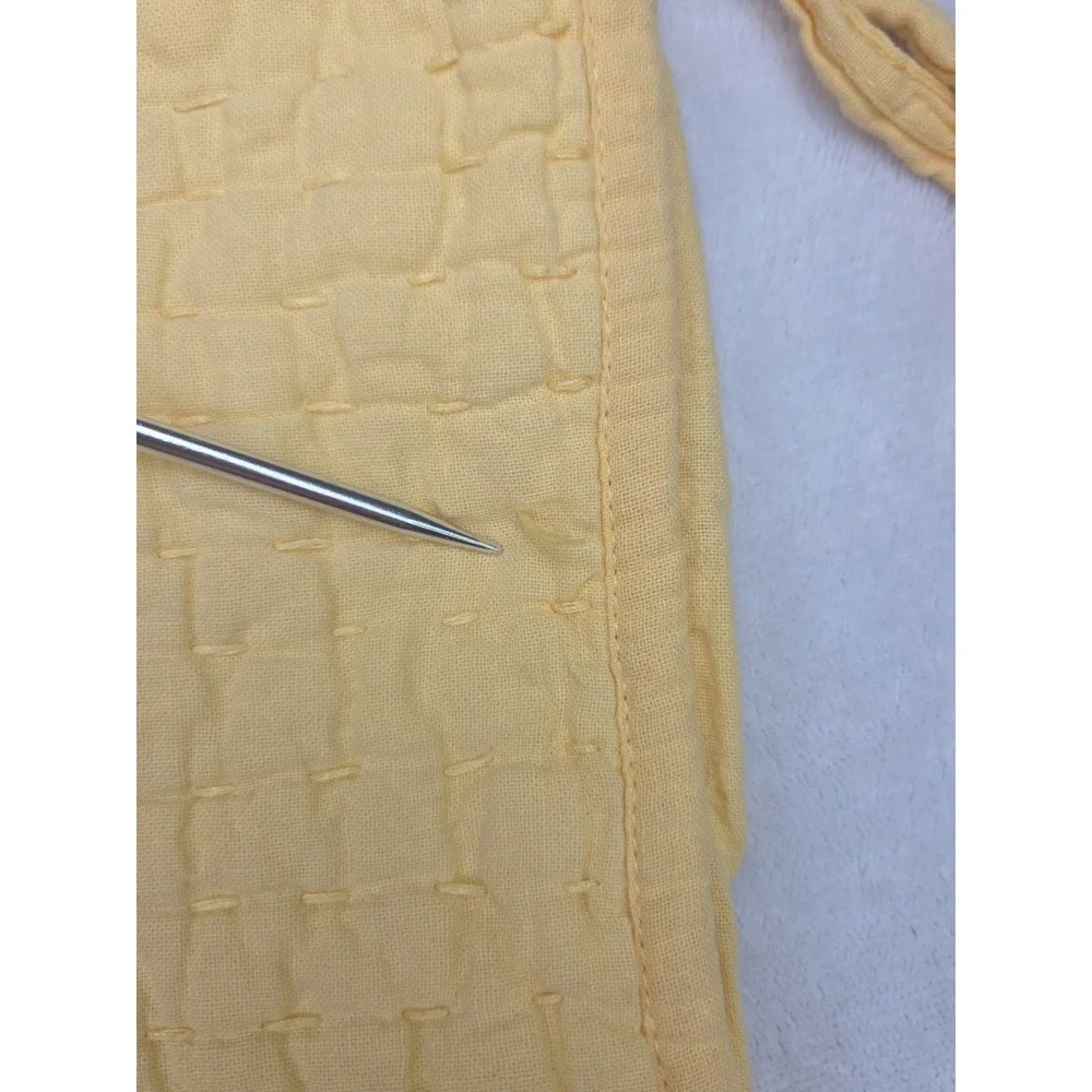 2 Pottery Barn Pick Stitch‎ Quilted Standard Shams Cotton Linen Yellow Tie 2009